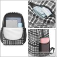 thumbnail image 4 of Gray and Black Checkered Pattern 17" School Backpacks for Teens,Waterproof Oxford Fabric,S-Shape Padded Straps for School,Travel,Hiking,Camping, 4 of 6
