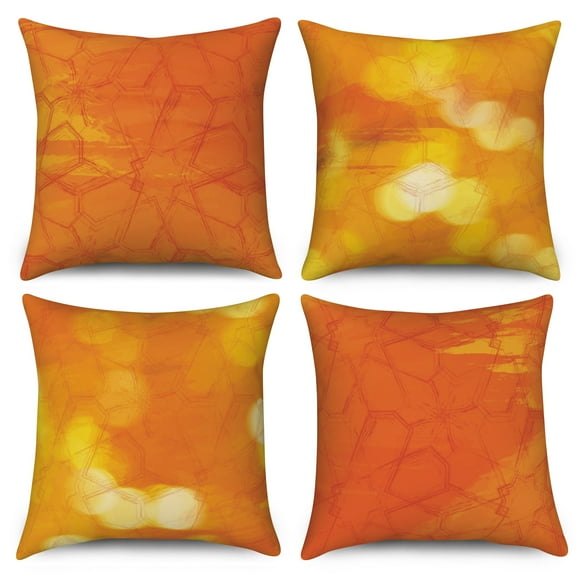Pbobriich Orange Pillow Case 18x18 In Set of 4 Rustic Linen Square Throw Pillow Covers Cushion Case for Sofa Couch