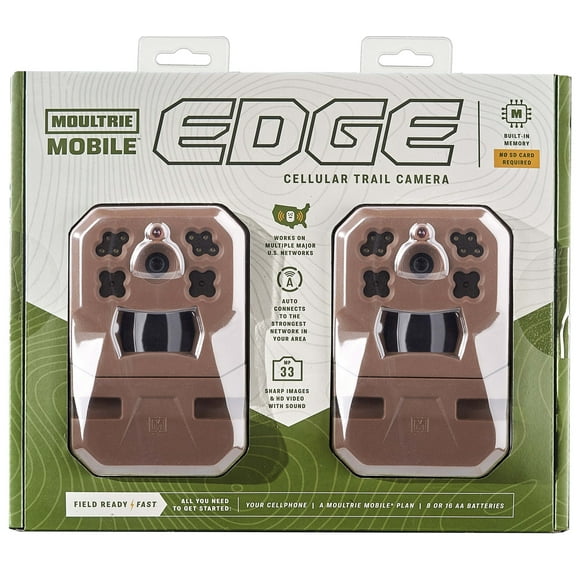 Moultrie Mobile EDGE Nationwide Cellular Trail Camera with Built-in Memory and 33MP Images (2-Pack)