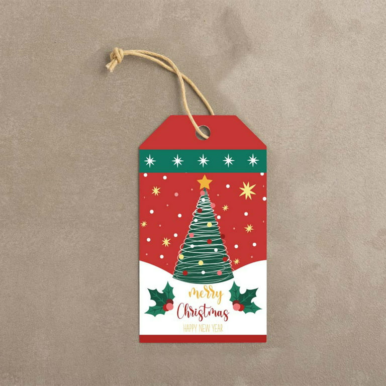 D-GROEE 1 Set Christmas Gift Tags Kraft Paper Christmas Gift Tags Hanging Name  Tags Labels with Ropes for Christmas Gift Wrap, DIY Arts and Crafts 