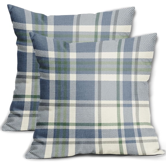 Yellow Buffalo Plaid Pillow Covers 18x18 Set of 2 Checkered Tartan Decorative Pillowcases Christmas Holiday Seasonal Outdoor Neutral Rustic Farmhouse Throw Cushion Case Decor for Couch Sofa Bed