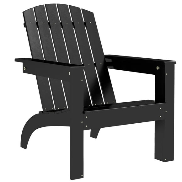 Outsunny Adirondack Patio Chair w/ High-back, Wooden Fire Pit Chair, Black