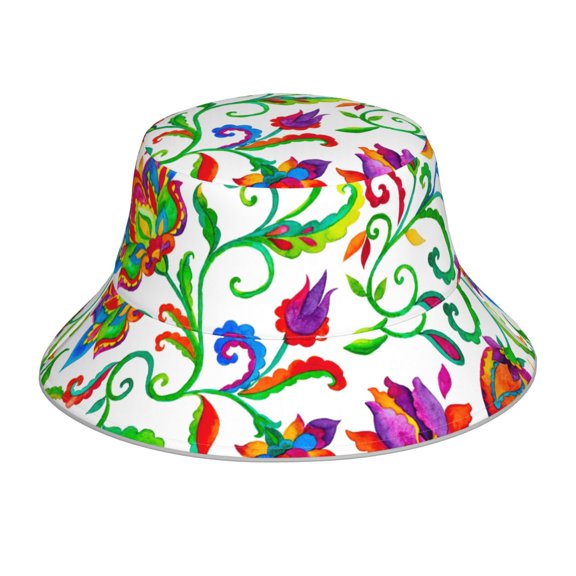 Pofeuu Paisley Print Bucket Hat for Women Men Reflective Bucket Hats Beach Summer Sun Hat Travel Fisherman Cap