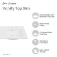 thumbnail image 2 of Swiss Madison Ceramic White 48" Bathroom Vanity Top, 2 of 8