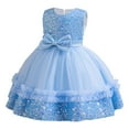 thumbnail image 4 of Yanlir Robe en Sequins pour Fille Sans Manches Col Rond Robe de Fête Scintillante, Tenue d'Été à la Mode pour Enfants, Style Princesse Tenue Décontractée Respirante pour les Vacances (Bleu, 2-3 Ans), 4 of 8