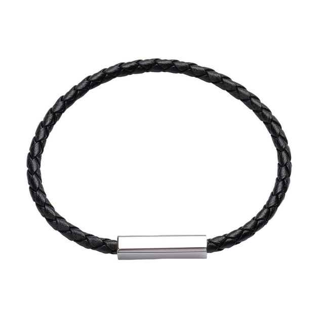 Brazalete LUCKMAN para Hombre Piel Vegana y Acero Inoxidable Modelo Cala Negro