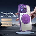 thumbnail image 2 of for iPhone 16e Back Case with Lens Protector, Slim TPU Frame Rotating Ring Bracket Magnetic PC Clear Back Anti-Scratch Anti-fingerprint Phone Case for iPhone 16e, Darkpurple, 2 of 7