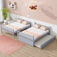 thumbnail image 2 of Bellemave Full Over Full Solid Rubber Wood Bunk Bed with Trundle and Ladder Convertible into 2 Full Size Beds with Headboard and Footboard 2 Full Bunk Bed with Twin Trundle, Light Gray, 2 of 11