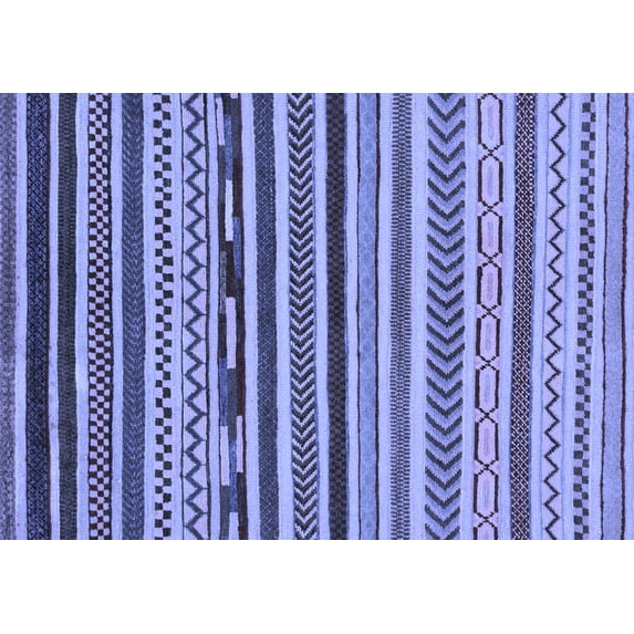 Ahgly Company Machine Washable Indoor Rectangle Abstract Blue Modern Area Rugs, 2' x 4'