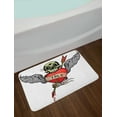 thumbnail image 2 of Tattoo Bath Mat, Angel Wings with Skull and Heart Full of Blood Symbol of Real Love Image, Non-Slip Plush Mat Bathroom Kitchen Laundry Room Decor, 29.5 X 17.5 Inches, Red White and Black, Ambesonne, 2 of 2