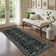 thumbnail image 3 of Hallway Runner Rug Non Slip - Washable 2.6x8 Kitchen Rugs for Living Room, Low-Pile Soft Bedroom Rug Indoor Floor Stain Resistant Carpets for Entryway, Laundry, Bathroom Black, 3 of 18