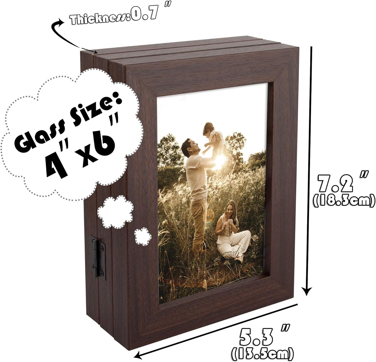 Golden State Art 5x7 Trifold Hinged Desk Top Picture Frame, Brown, 1-Pack