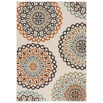 SAFAVIEH Veranda Axum Geometric Indoor/Outdoor Area Rug, Cream/Terracotta, 2' x 3'7"