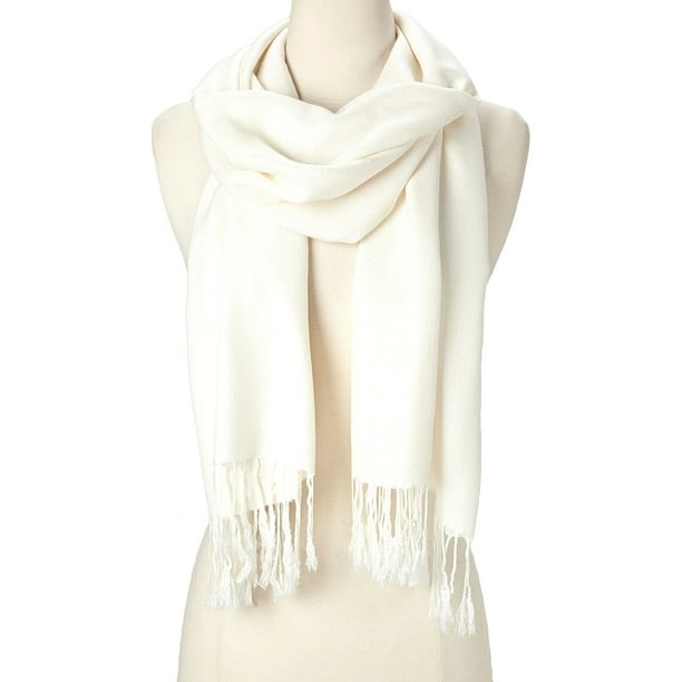 Cream Solid Scarfs for Women Fashion Warm Neck Womens Winter Scarves  Pashmina Silk Scarf Wrap with Fringes for Ladies by Oussum - Walmart.com
