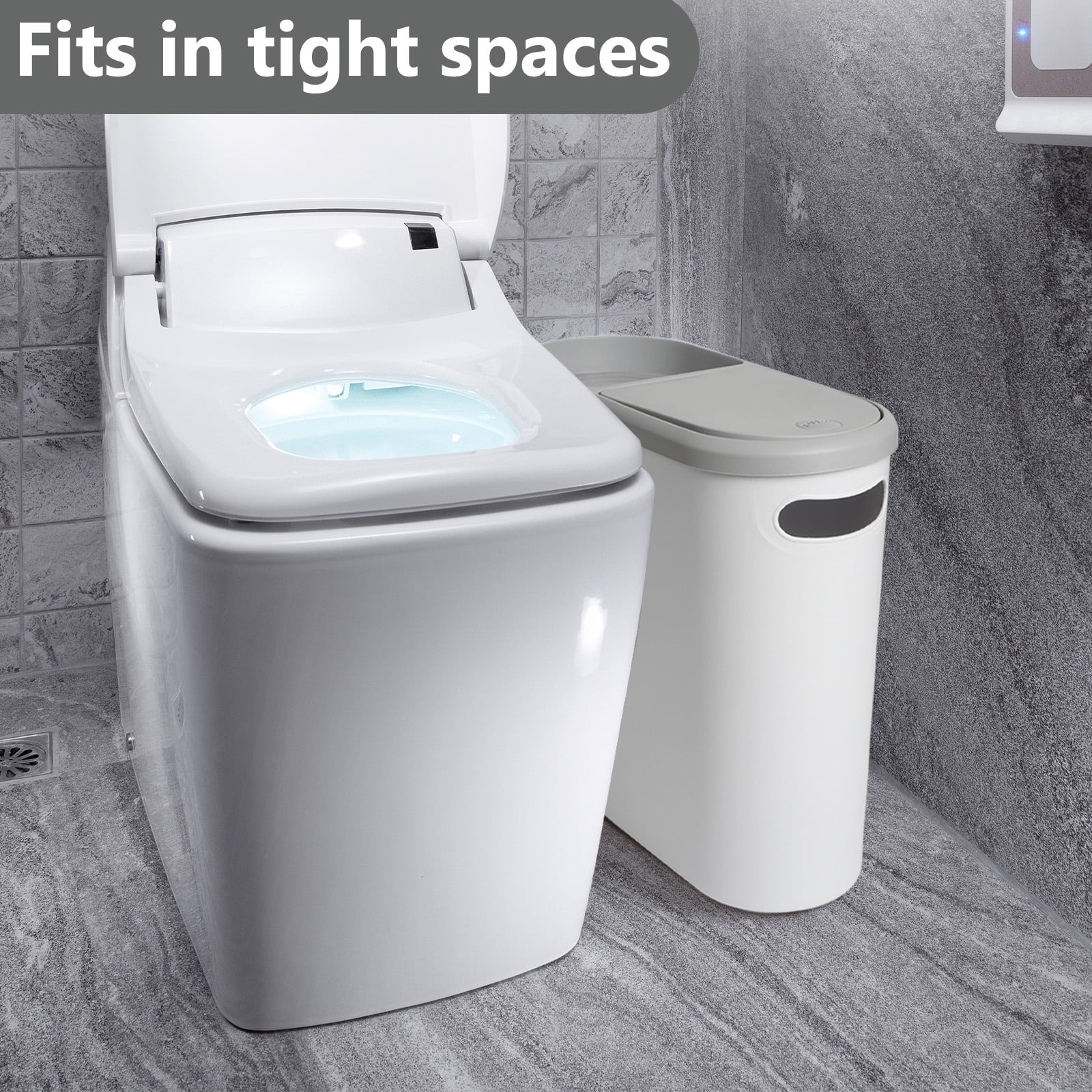 Koomade 2 Packs Bathroom Trash Can, 2.6 Gallon 10 Liters Small Plastic Garbage Bucket Bin With Lid
