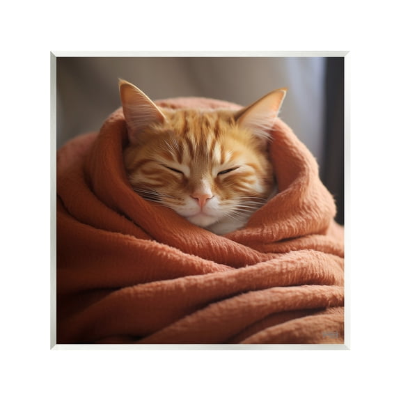 Stupell Industries Cuddling Sleepy Cat Animals & Insects Painting Unframed Art Print Wall Art, 12 x 12