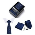 thumbnail image 5 of Harmtty 5Pcs/Set Silk Tie Suit Set Bright Color Tie Collar Clip Pocket Square Cufflinks Set Business Weddings Wear Formal Accessories, 5 of 8
