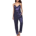 thumbnail image 4 of ZAXARRA Women Lady Silk Satin Pajamas Set Sleepwear Homewear, 4 of 5
