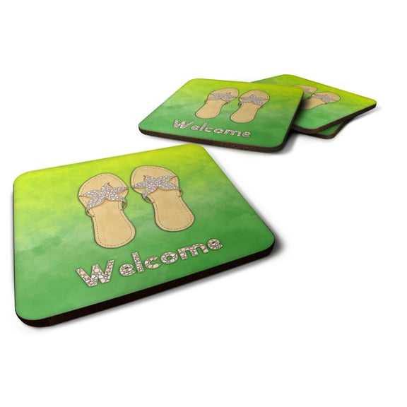 Flip Flops Welcome Foam Coaster Set of 4