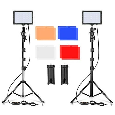 Emart LED Video Light 11 Brightness/4 Color Filters Dimmable Photography Continuous Table Top Lighting, Adjustable Tripod Stand, USB Portable Fill Light for Photo Studio Shooting