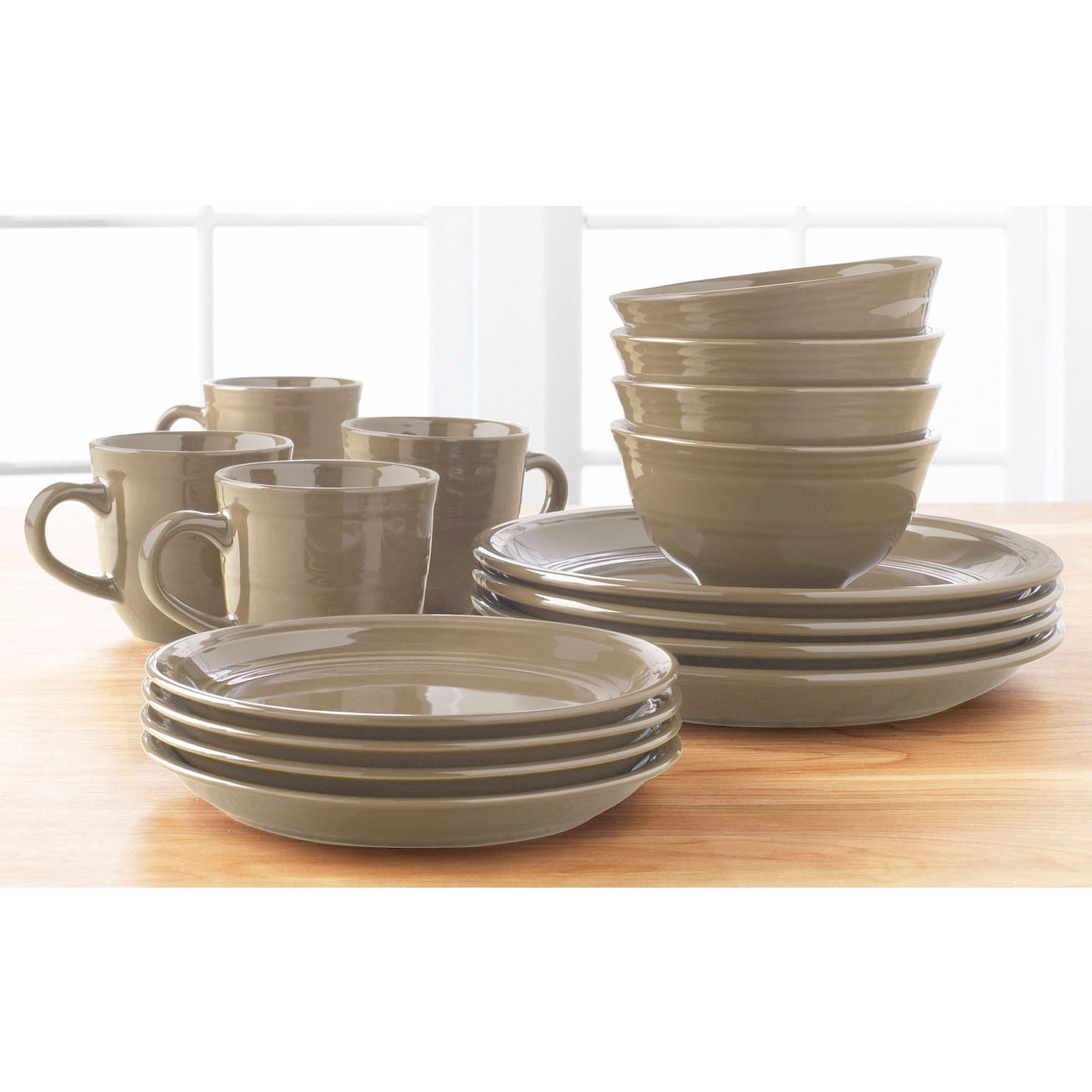 16-Piece Dinnerware Set, New Mushroom - Walmart.com 16-Piece Dinnerware Set, New Mushroom - Walmart.com