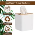 thumbnail image 6 of Tissue Box Cover Square,Tissue Box Holder with Bamboo Lid,Tissue Dryer Sheet Holder for Modern Farmhouse Boho Decor,2 Pack(White), 6 of 9