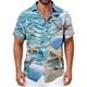 thumbnail image 3 of Ceisia Men's Bubble Starfish Shell Shallow Beach Print Short Sleeve Button Down Hawaiian Shirt With Chest Pocket Blue XL Gifts, 3 of 6