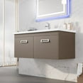 thumbnail image 2 of Eviva Orleans 38"W x 20"D Wenge Wall Mount Bathroom Vanity with White Porcelain Countertop and Integrated Sink, 2 of 11