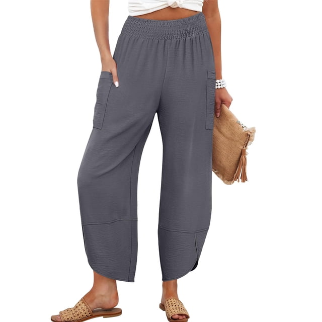 Pantalones capri ANRABESS Palazzo Summer de pierna ancha para mujer