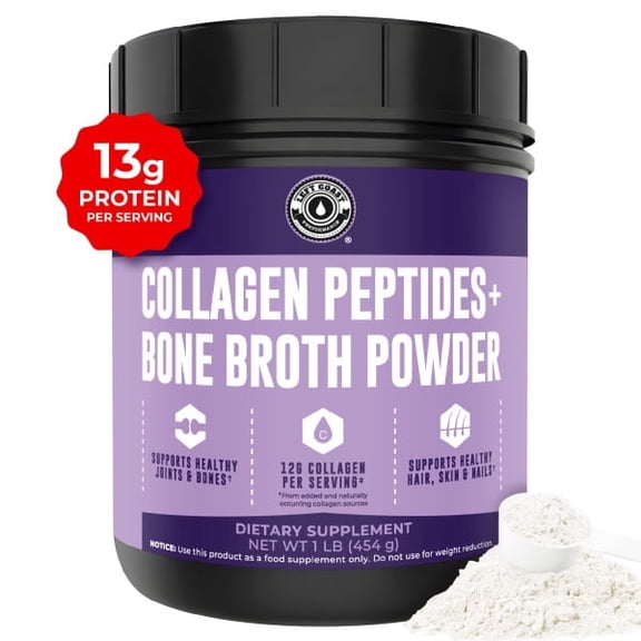 Left Coast Performance Collagen Peptides Bone Broth Powder for Skin & Joint Health Support, Unflavored, 16 oz