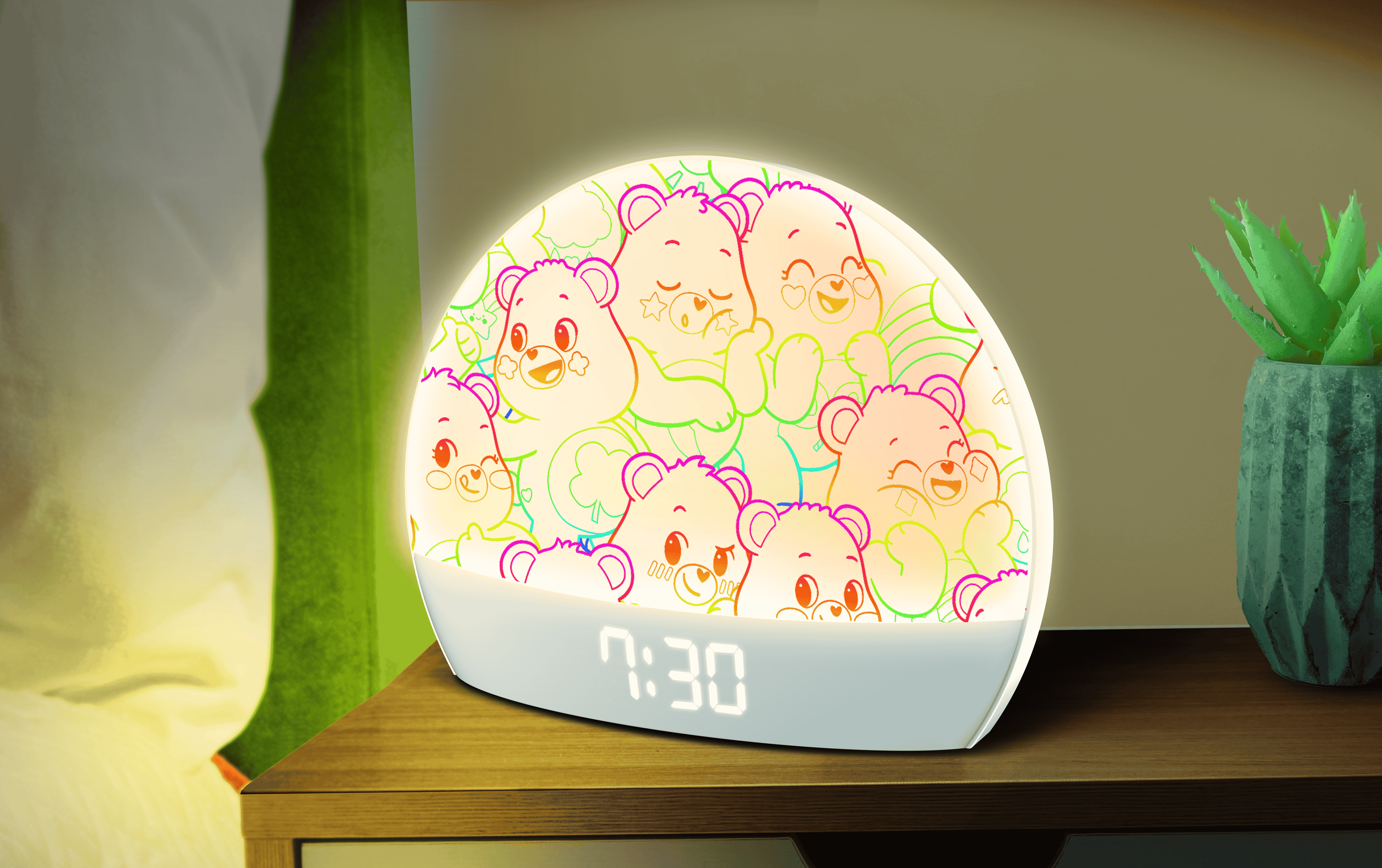 Care Bears Sunrise Alarm Clock with LED Display, USB Port, and Snooze