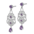 thumbnail image 2 of FB Jewels Sterling Silver Rhodium-plated Amethyst and Diamond Dangle Earrings, 2 of 3
