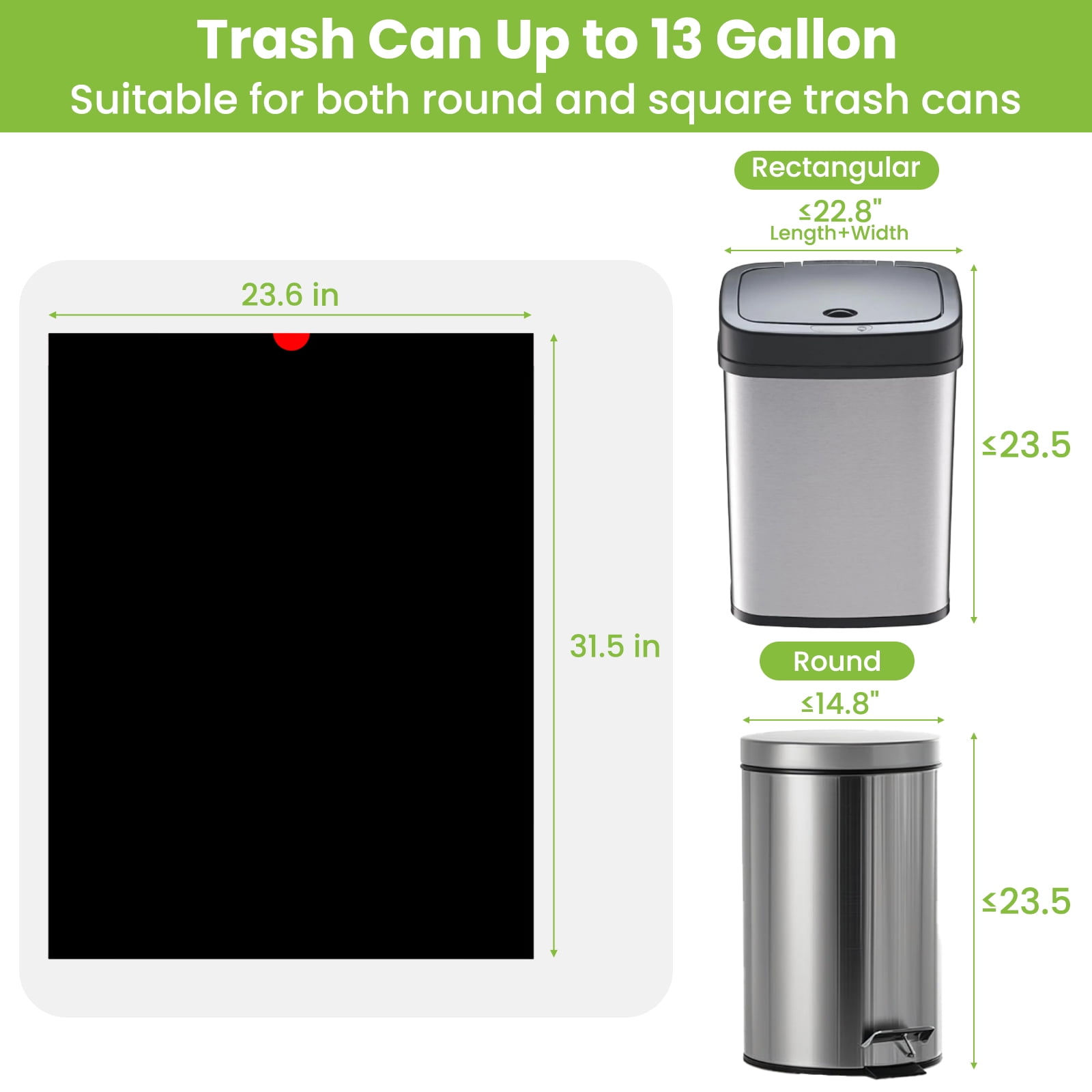 13 Gallon Trash Bags, 100 Count Tall Kitchen Drawstring Garbage Bags, Leakproof Unscented Can Liner for Home & Office, Black
