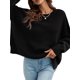 thumbnail image 2 of TRKIYQC Mujeres Otoño Prendas de Punto Sueltas, Color Sólido Manga Larga Cuello Redondo Hendidura Dobladillo Suéter Elegante TRKIYQC moda, 2 of 9