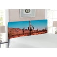 thumbnail image 2 of Saguaro Headboard, Grown Prominent Cacti with the Spines Hardy Plants Clear Sky Landscape Picture, Upholstered Decorative Metal Bed Headboard with Memory Foam, Full Size, Brown Blue, by Ambesonne, 2 of 4