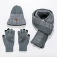 thumbnail image 4 of Autumn And Winter Hat Scarf And Gloves Three Piece Set Fashionable Warm Plus Velvet Knitted Hat Cycling Silicone Gloves, 4 of 7