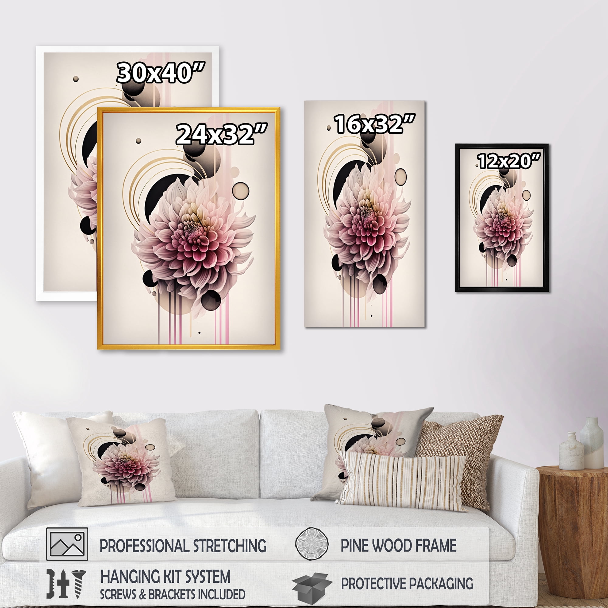 Designart Hyperrealistic Dahlia Flowers III Canvas Wall Art