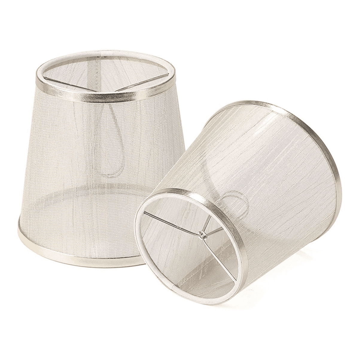 4 Pack Clip on Gauze Chandelier Lamp Shades Little Upright Wall Candle Light Lampshade (Gold)
