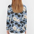 thumbnail image 5 of WTOBBY Women's Loose Fit Casual Floral Printed Round Neck Long Sleeve T-shirt Pullover Top Soft Breathable Material for Relaxed Wear Daily Comfort Fashion Blouse Trendy ,Sky Blue M, 5 of 5