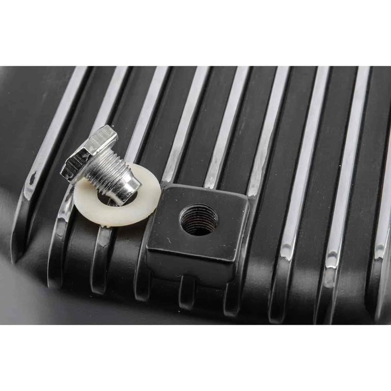 AMORACING Aluminum Finned Oil Pan – Driver Side Dipstick, Black, Fits Chevy SBC 350 1955-1979