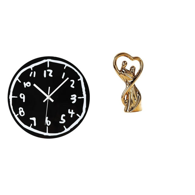 Reloj de pared,Reloj de pared silencioso y decorativo que no hace tictac,Reloj moderno de 12 pulgadas para pared de casa o oficina,sencillo.,Estatua de pareja,Figura de pareja,arte