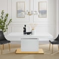 thumbnail image 2 of Dining Table, Rectangular, Wood, Metal Steel, White Gold, Modern Contemporary Urban Design, Kitchen Room Cafe Bistro Restaurant Hospitality, 2 of 10