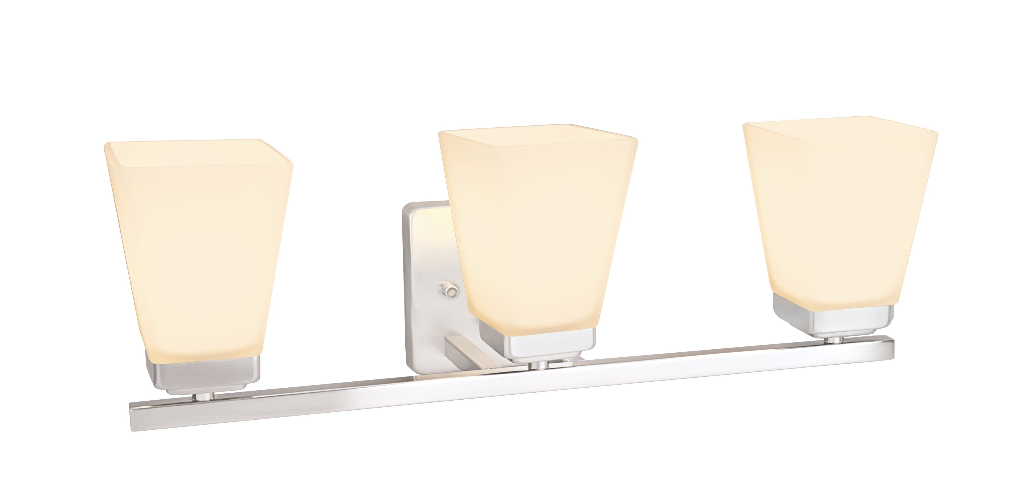 Aspen Creative 62208, Three-Light Metal Bathroom Vanity Wall Light Fixture, 21-1/8" Wide, Transitional Design in Satin Nickel