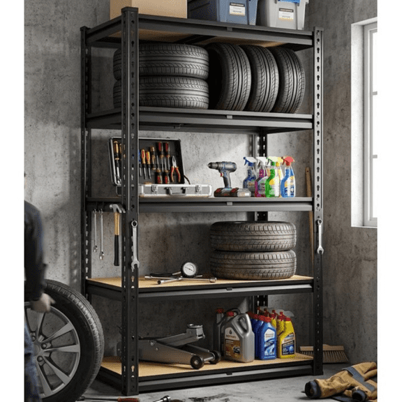 5-Tier Heavy Duty Metal Garage Shelving Unit, 1500lbs Capacity, Adjustable Storage
