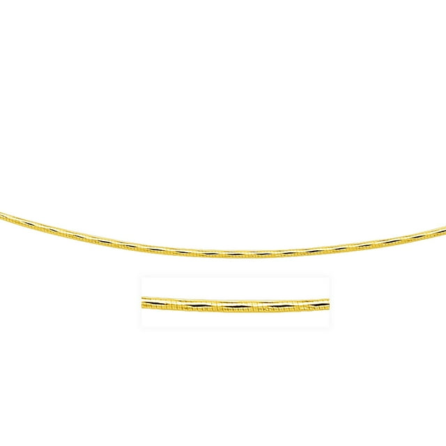 Collier Rond Oméga en Or Jaune 14k avec Diamants (1,5 mm) 18 Po