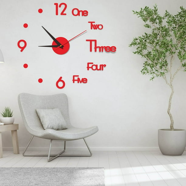 Fiudx Reloj de Pared Grande, Pegatinas de Espejo Acrílico Diy, Diseño Abstracto Moderno, Accesorios de Fácil Instalación, Decoración para El Hogar y La Oficina, Arte Único para La Sala de Estar, Relo