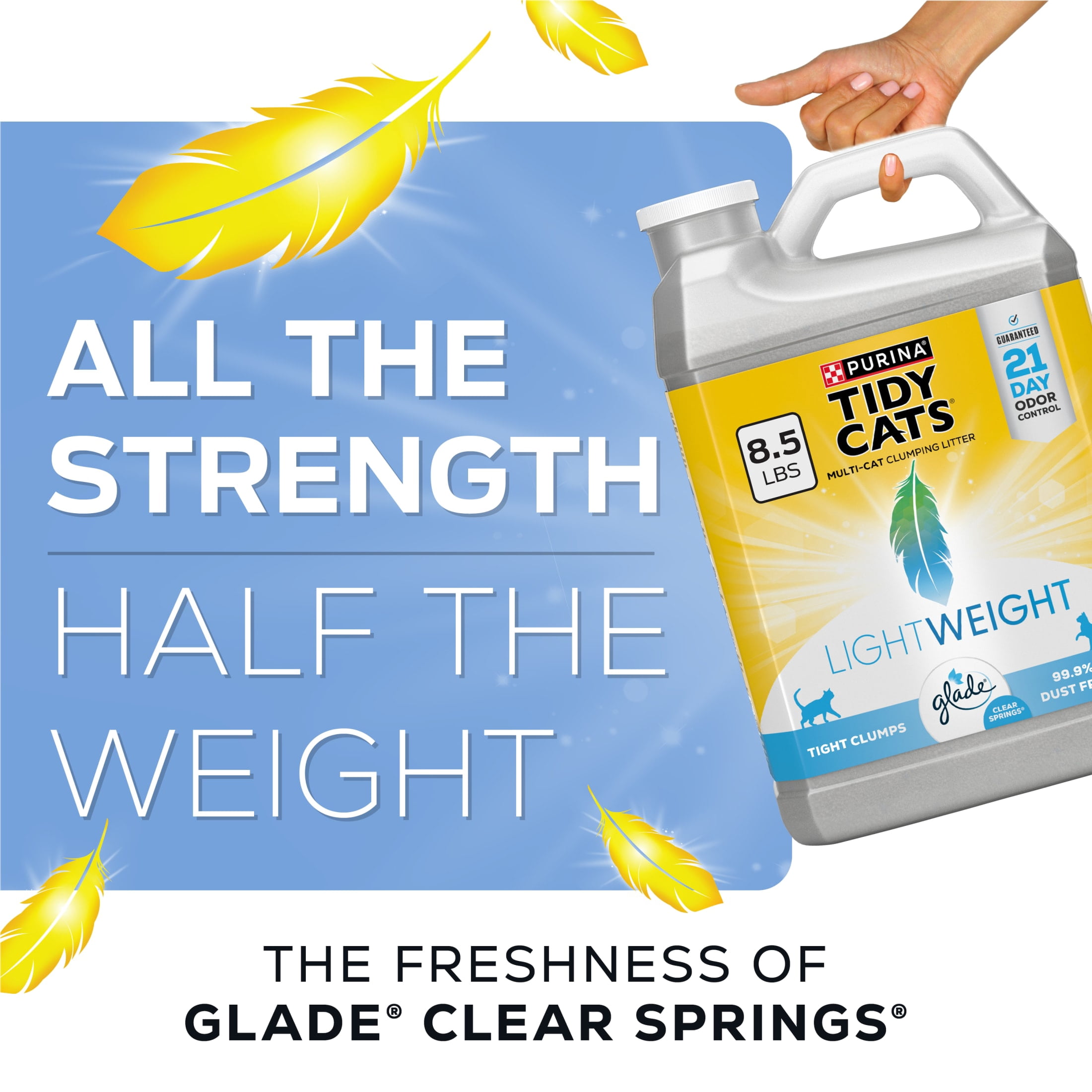 (3 pack) Purina Tidy Cats LightWeight Clumping Cat Litter, Glade Clear Springs Scent, 8.5 lb Jug