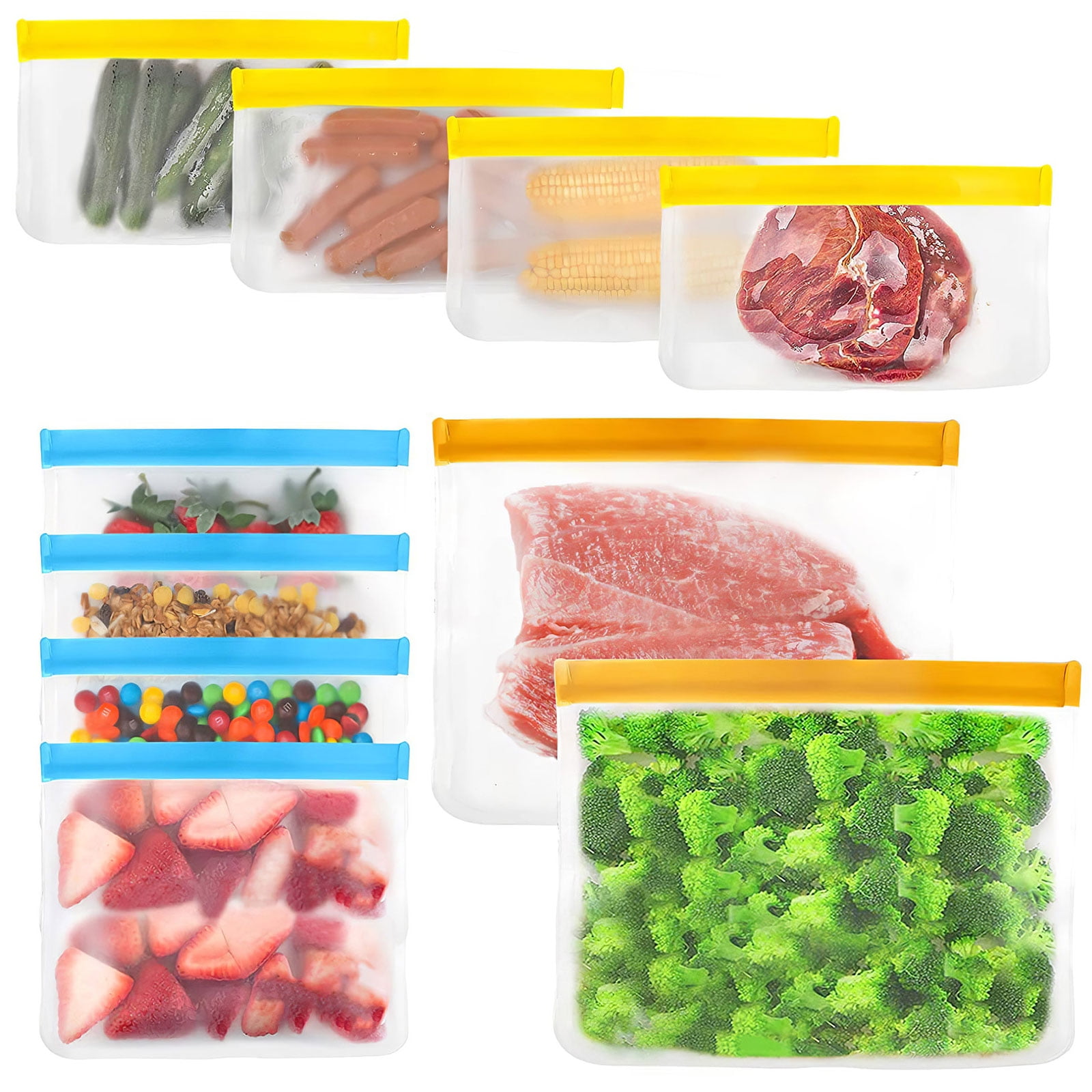 10pcs/Set Reusable Container Food Fruit Fresh Bag Storage  Freezing Vacuum Seal 