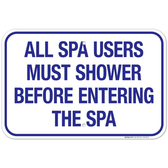 North Carolina Shower Before Entering Sign, Complies With State Of North Carolina Pool Safety Code, 12x18 Aluminum