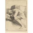 thumbnail image 2 of Alphonse Legros 11x14 Gold Ornate Wood Frame and Double Matted Museum Art Print Titled - Sleeper (A Sleeper), 2 of 4